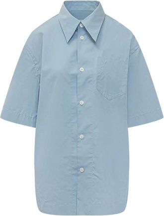 Ami Camicia a Maniche Corte Ampia - - Blouses & Shirts - Donna - Blu - XS