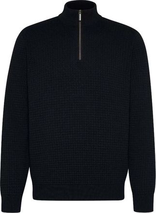 Bugatti Blauwe Pullovers - Heren - Coltruien - Blauw - 2XL - Katoen - Truien & Vesten