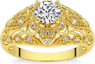 Pompeii3 1 1/2Ct Diamond Vintage Engagement Ring 14k Gold Lab Grown