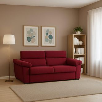 Dmora Sof&aacute; Fijo 2 Plazas Pisogne, Desenfundable, Hidr&oacute;fugo Made In Italy, Lavable, 185x95x100h Cm Rojo