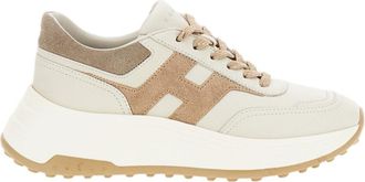 Hogan Beige Nappa Leather Double Laces Sneakers
