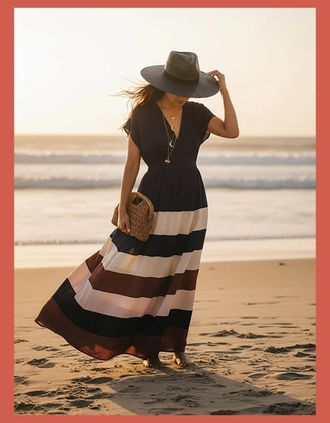 Nooki Design Womens Rosalie Striped Maxi Dress - Blue - Blue Mix - Size: 10/8