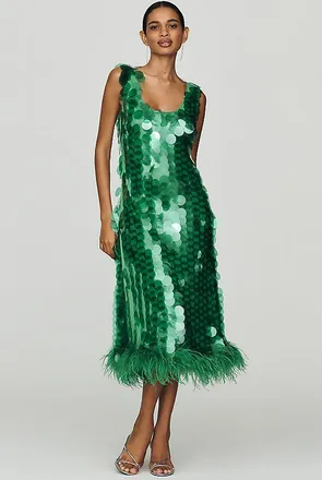 Hutch Scoop-Neck Sequin Midi Dress