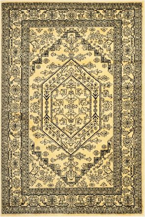 Safavieh Alfombra medall&oacute;n de polipropileno oro/negro, 122 x 183 cm