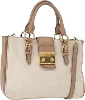 Miu Miu Pre-owned Handbags, female, Beige, Size: ONE SIZE Pre-owned Leather Handbag