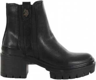 U.S.Polo Association Haley Platform Enkellaarsjes - Dames - Laarzen met Hak - Zwart - 41 EU - Schoenen
