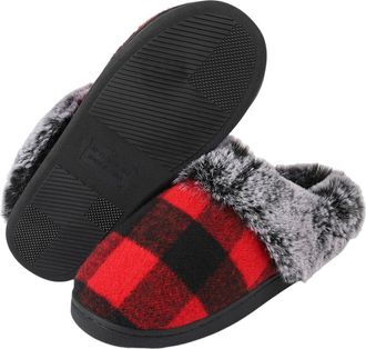 Generic Womens Fluffy Slippers Memory Foam Shoes Winter Warm Comfy House Slippers Knitted Shoes Faux Fur Lined Anti-Skid Rubber Sole Bedroom Soft Slipper Cozy