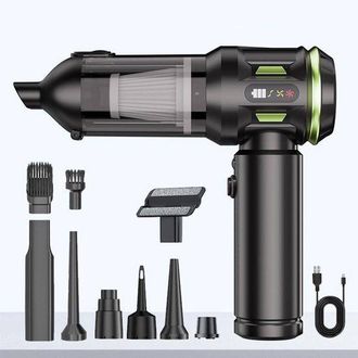 OEM Aspiradora Port&aacute;til Inal&aacute;mbrica Para Coche - Mini Aspiradora Recargable Port&aacute;til Para Coche - Negra - 9 Accesorios - 17000 Pa