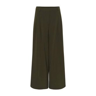 MY ESSENTIAL WARDROBE Wijde Hace Broek - Dames - Broeken - Groen - Maat: M