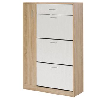 HOMCOM Zapatero De 3 Puertas Para 18-27 Pares De Zapatos Caj&oacute;n Y Armario 84x30x132 Cm