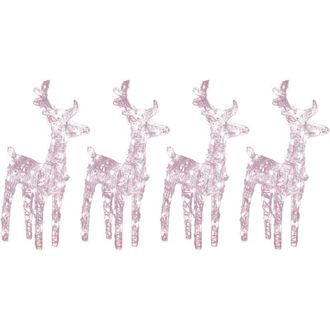 vidaXL Renos De Navidad 4 Unidades 160 Leds Blanco C&aacute;lido Acr&iacute;lico Vidaxl