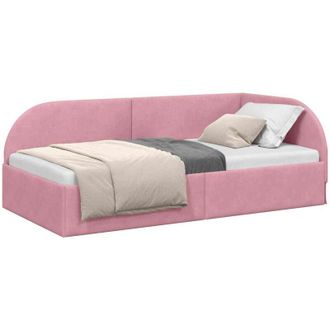 vidaXL Corner Bed Frame with Headboard Pink 80 cm x 200 cm Velvet vidaXL