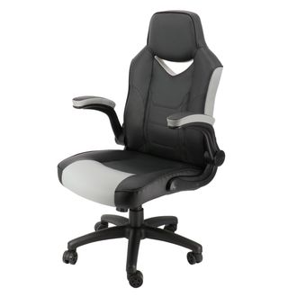 Elama High Back Adjustable Faux Leather Office Chair in Black and Gray