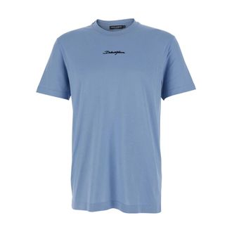 Dolce & Gabbana Tops, Heren, Blauw, XL, Logo Corsivo