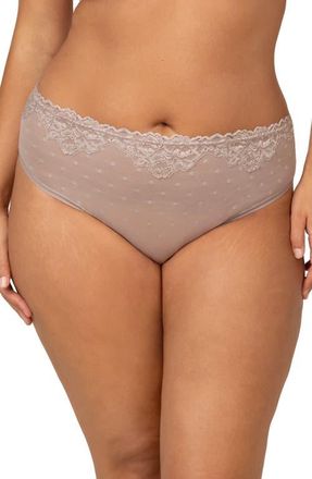 Curvy Couture Sheer Whisper High Cut Briefs in Bark at Nordstrom, Size Xx-Large