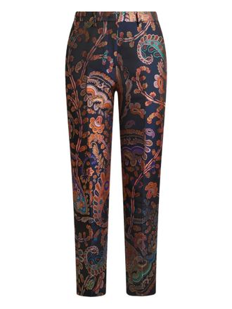 Etro jacquard floral-paisley cigarette trousers - women - Fabric - 42 - Blue