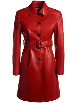 Bally belted nappa-leather coat - women - Lambskin - 38 - Red