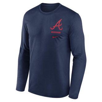 Nike Atlanta Braves 2-Hit Legend Nike Mens Dri-FIT MLB Long-Sleeve T-Shirt in Blue | NKGT44BAW-0ZZ