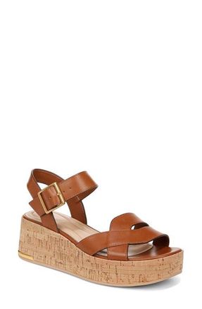 Franco Sarto Tilly Ankle Strap Platform Wedge Sandal in Cognac at Nordstrom, Size 9.5
