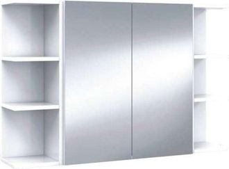 F.R.S. Frs - Conjunto Muebles Camerino Sulf 2 Puertas Espejo Y 2 Rinconeros Acabado Blanco Brillo