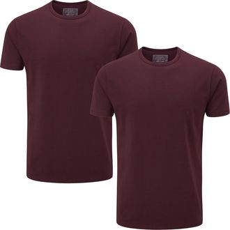 Charles Wilson 2 Pack Mens Comfort Stretch Crew Neck T-Shirt (XL, Dark Port (0524))