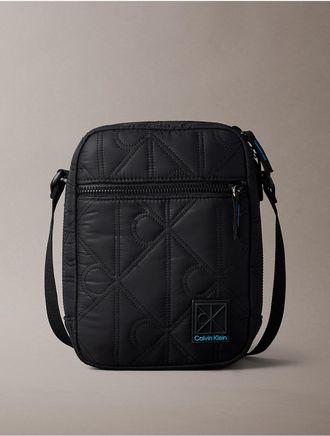 Calvin Klein Mens Emblem Logo Puffer Reporter Bag - Black