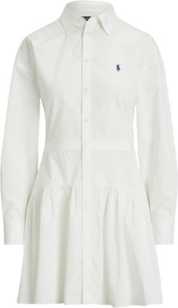 Polo Ralph Lauren Katoenen popeline overhemdjurk - Dames - Shirt Kleedjes - Wit - M - Katoen - Kleedjes