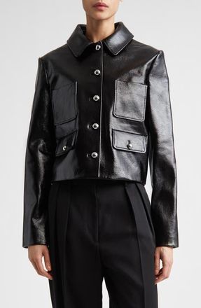 Altuzarra Astley Lambskin Leather Jacket in Black at Nordstrom, Size 10 Us