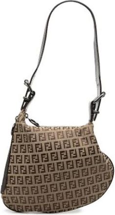 Fendi Pre-owned Shoulder Bags, female, Beige, Size: ONE SIZE Pre-owned Canvas Shoulder Bag