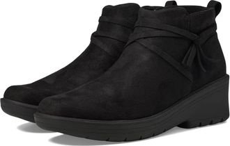 Bzees Womens Bzees Blaine Boots Black Round Toe Wedge Heel Ankle Bootie LION1027