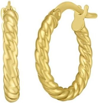 Tresorra 14K Yellow Gold Twisted Small Hoop Earrings