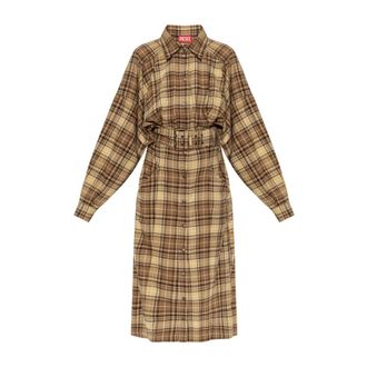 Diesel Kleedjes, Dames, Bruin, 2Xs, Katoen, D-Edalus Jurk