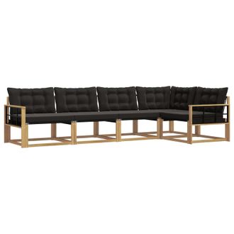vidaXL Conjunto De Sof&aacute;s De Exterior Con Coj&iacute;n 5 Pcs Blanco Y Negro Vidaxl