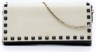Valentino Pre-owned Valentino Bicolor Leather Rockstud Wallet on Chain Ladies QOES0QKT2X6VLSDL