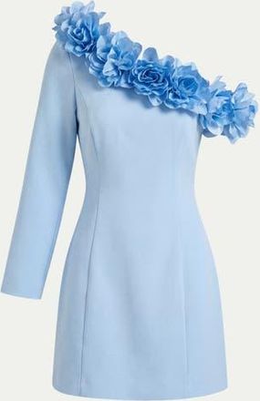 Coast 3d Floral One Shoulder Mini Dress in Blue at Nordstrom, Size 10