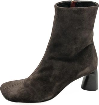 Halmanera Cami 16 Velour Heeled Boot - Dames - Laarzen met Hak - Bruin - 36 1/2 EU - Schoenen