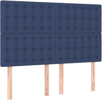 vidaXL Cabecero Con Luces Led Tela Azul 144x5x118/128 Cm Vidaxl