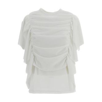 Comme Des Gar&ccedil;ons Top Corto de Manga Drapada - Blouses & Shirts - Mujer - Blanco - M