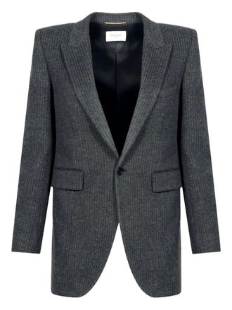 Saint Laurent single-breasted blazer - women - Wool/Cashmere/Silk/Cotton/Elastane - 42 - Grey