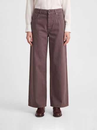 Brunello Cucinelli Jeans wide leg a vita media in denim di cotone