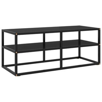vidaXL Mueble Para Tv Negro Con Vidrio Negro 100x40x40 Cm Vidaxl