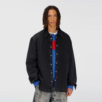 Diesel Padded denim overshirt - Denim Jackets - Man - Black