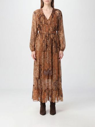 Zimmermann Abito lungo in lino con stampa paisley e maniche a palloncino