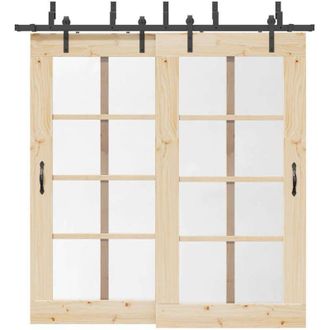 vidaXL Kit De Herrajes Para Puertas Correderas Acero Negro 213,5 Cm Vidaxl