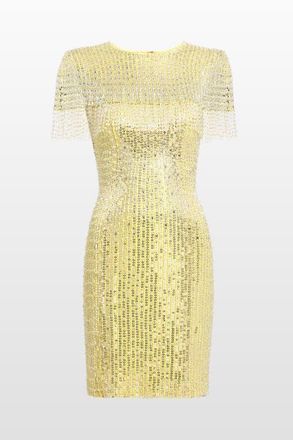 Jenny Packham Swish Sequin-Embellished Beaded Mini Dress in Mimosa at Nordstrom, Size 12 Uk