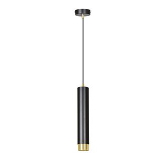 Wonderlamp L&aacute;mpara colgante elegante cil&iacute;ndrico negro con detalles dorados