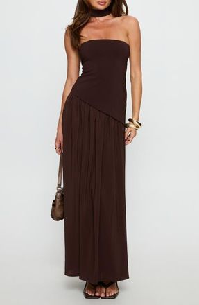 Princess Polly Odella Strapless Maxi Dress in Chocolate at Nordstrom, Size 10