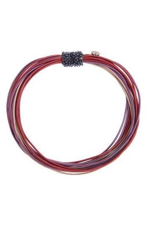 Saachi Multi Strand Faux Leather Cord Necklace in Red Multi at Nordstrom Rack