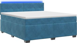 vidaXL Cama Con Base Tapizada, Colch&oacute;n Y Luz Led Azul 140 X 190 Cm Vidaxl