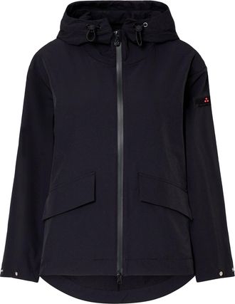 Peuterey Soft-Fit Black Technical Nylon Jacket with Drawstring Hood and Flap Pockets